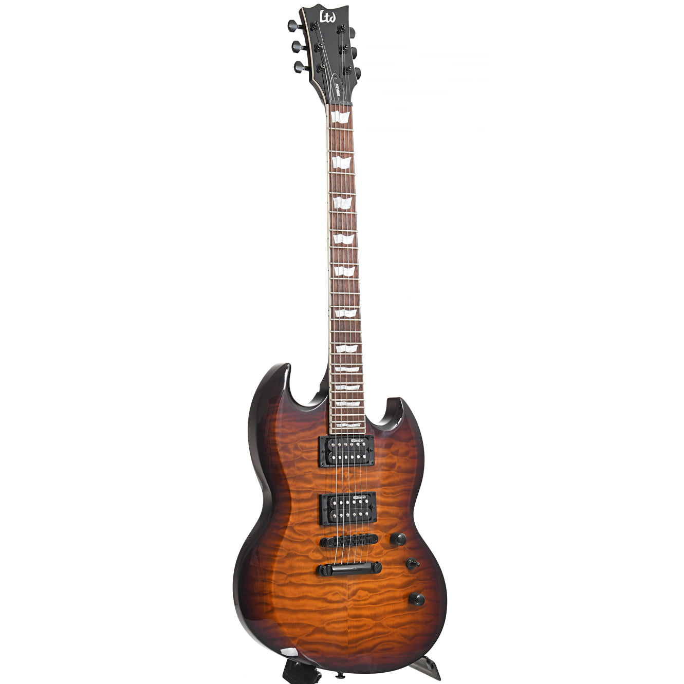 ESP, ESP LTD Viper-256 Electric Guitar, Quilted Maple Dark Brown Sunburst