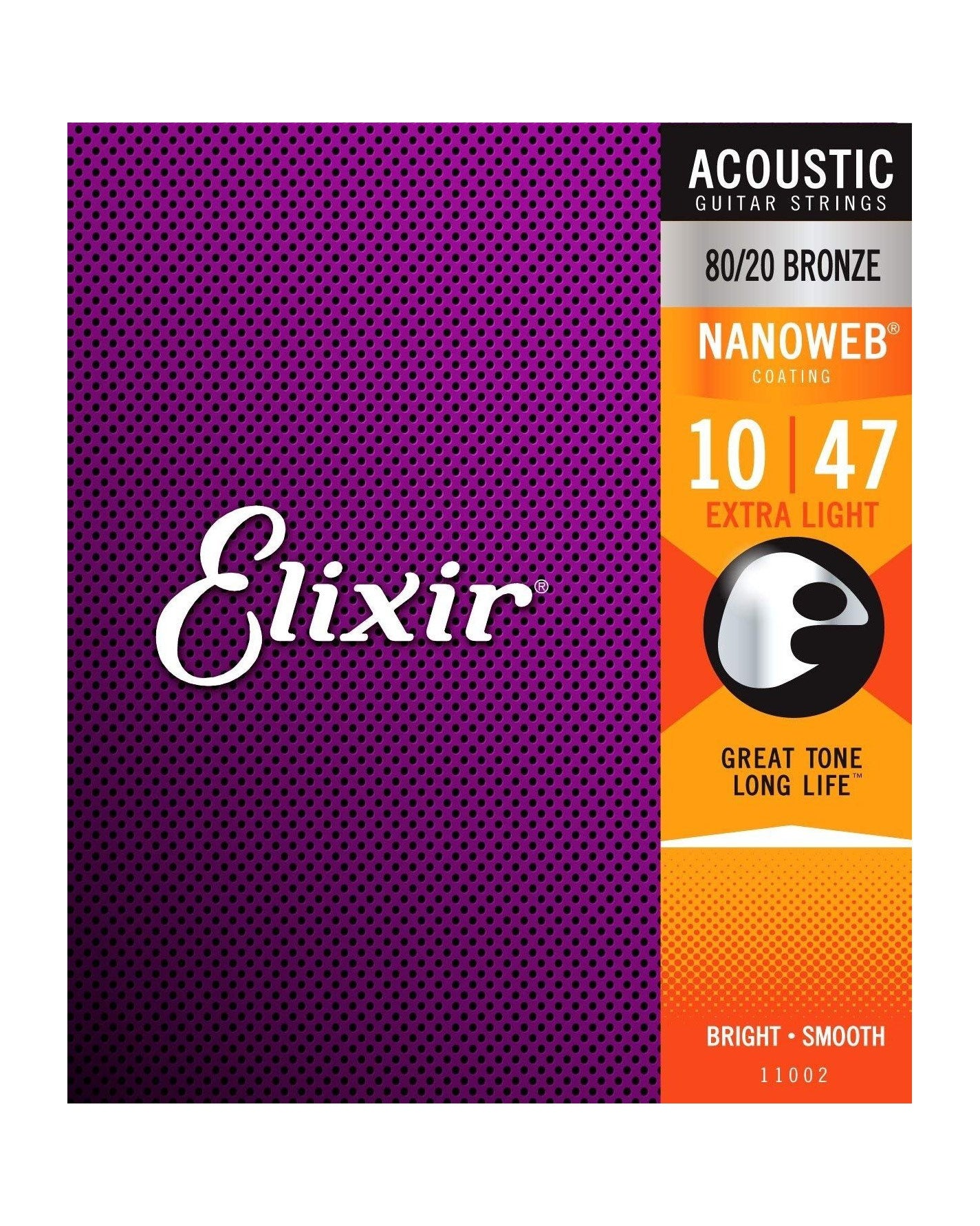 Elixir, Elixir 11002 80/20 Bronze Nanoweb Extra Light 6-String Acoustic Guitar Strings