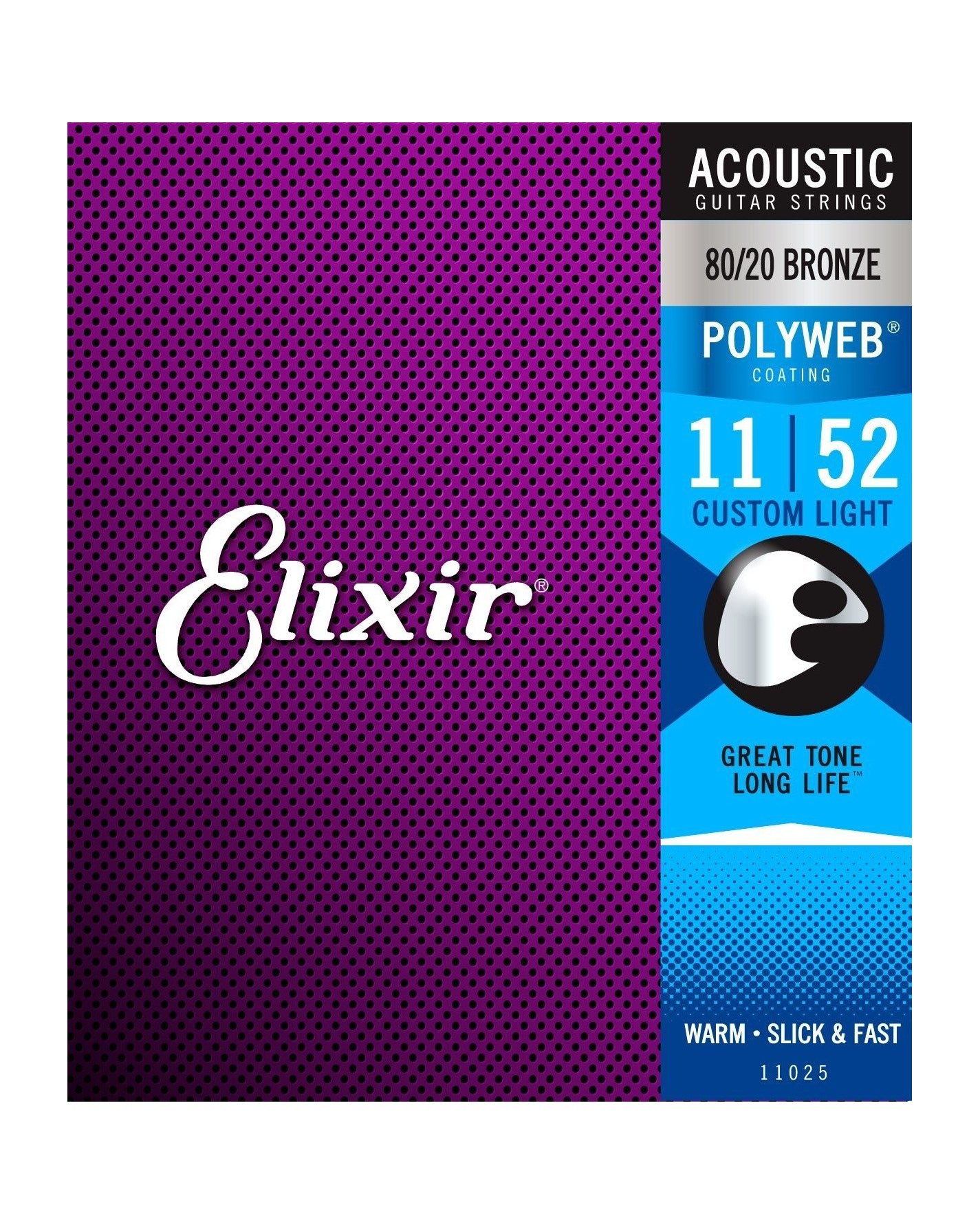 Elixir, Elixir 11025 80/20 Bronze Polyweb Custom Light 6-String Acoustic Guitar Strings