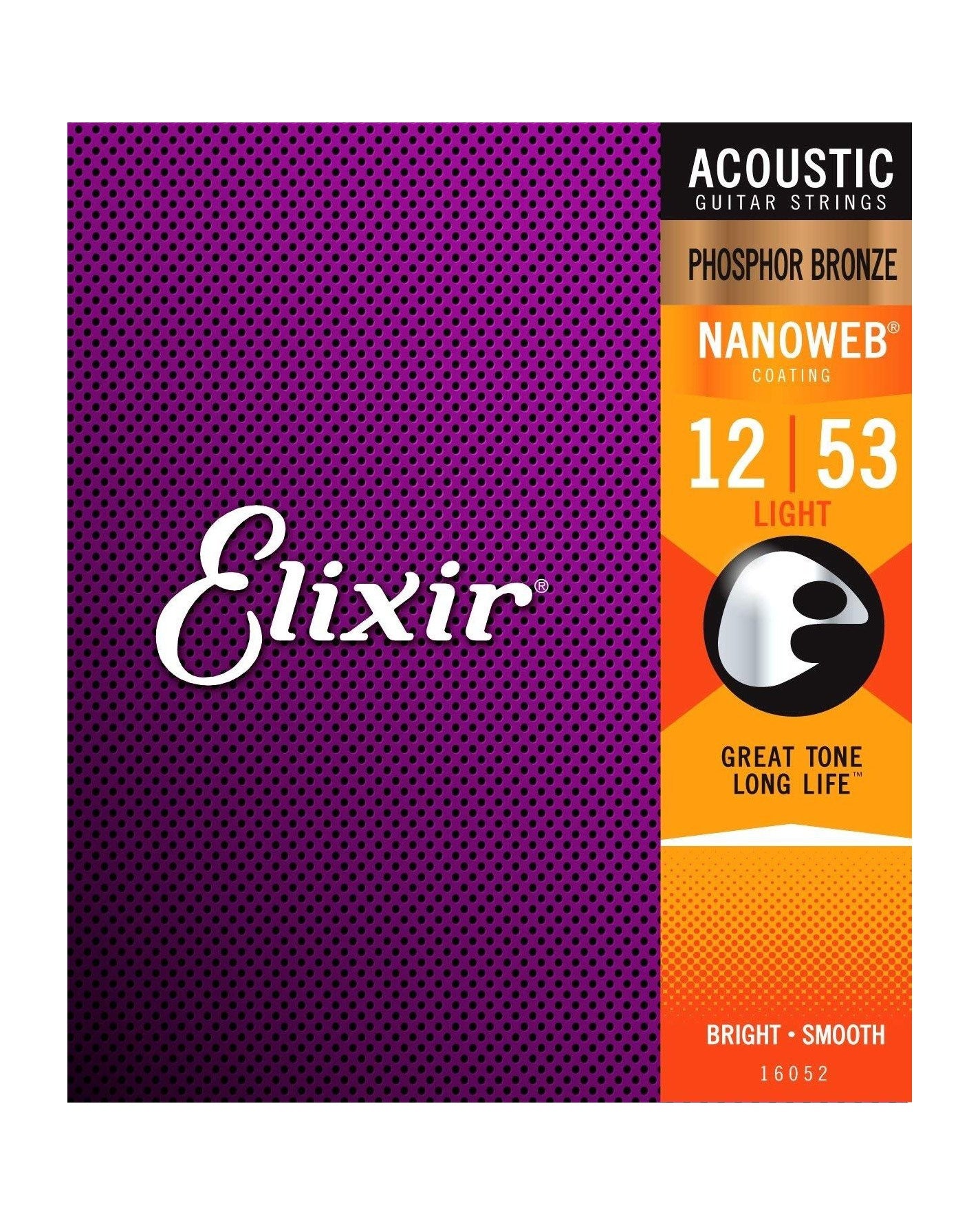 Elixir, Elixir 16052 Phosphor Bronze Nanoweb Light 6-String Acoustic Guitar Strings