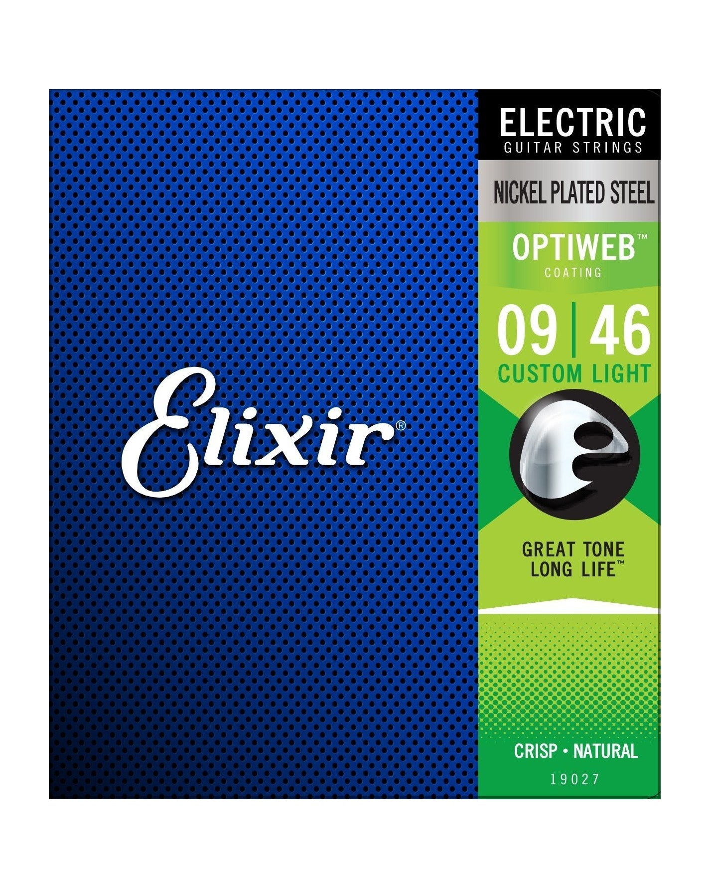 Elixir, Elixir 19027 Optiweb Coated Nickel Plated Steel Custom Light 6-String Electric Guitar Strings