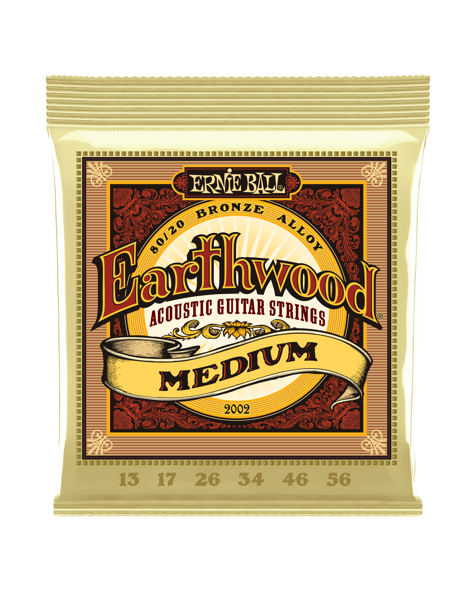 Ernie Ball, Ernie Ball 2002 Earthwood 80/20 Bronze Roundwound Medium Gauge Acoustic Guitar Strings