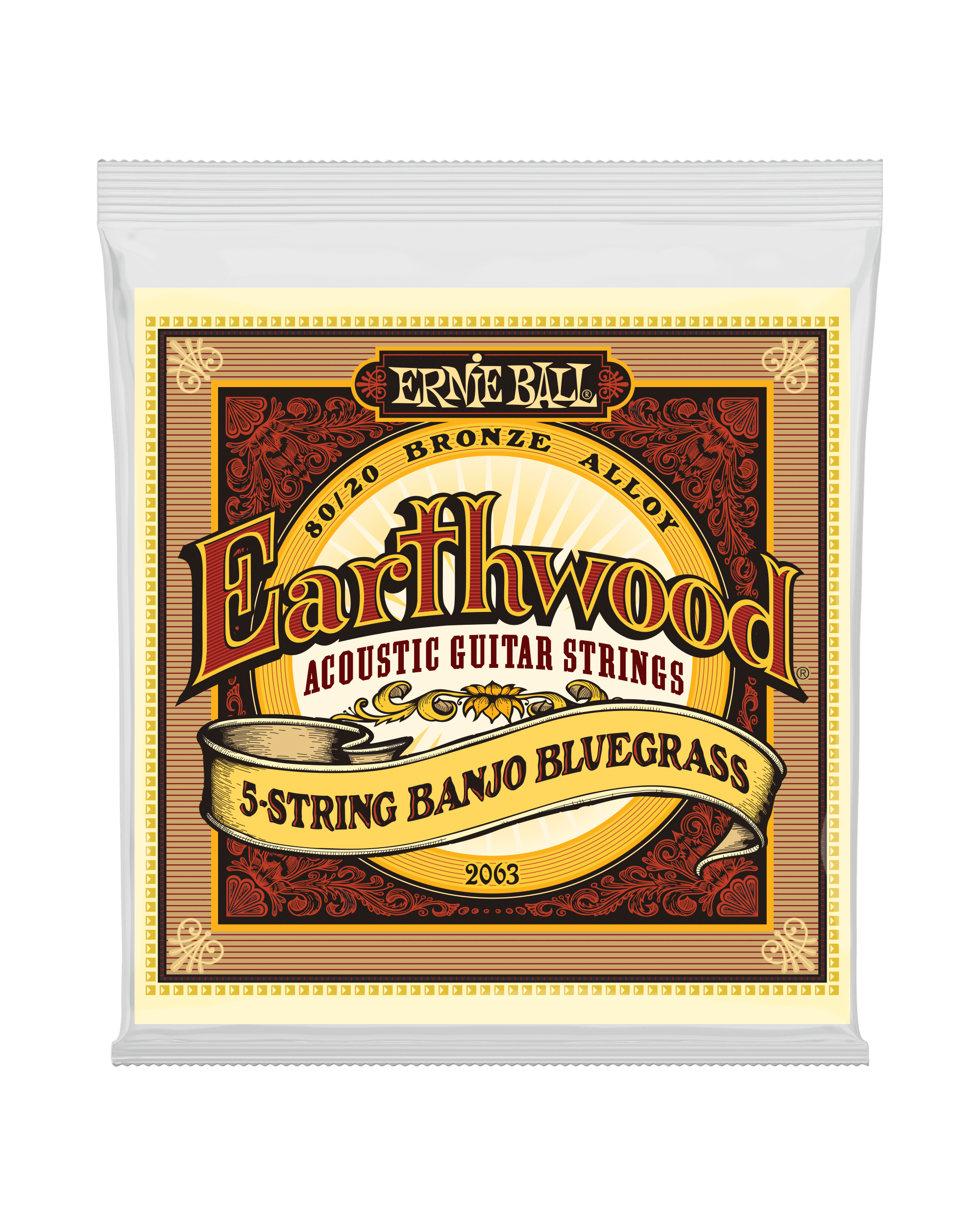 Ernie Ball, Ernie Ball 2063 Earthwood 80/20 Bronze Bluegrass Loop End 5-String Banjo Strings