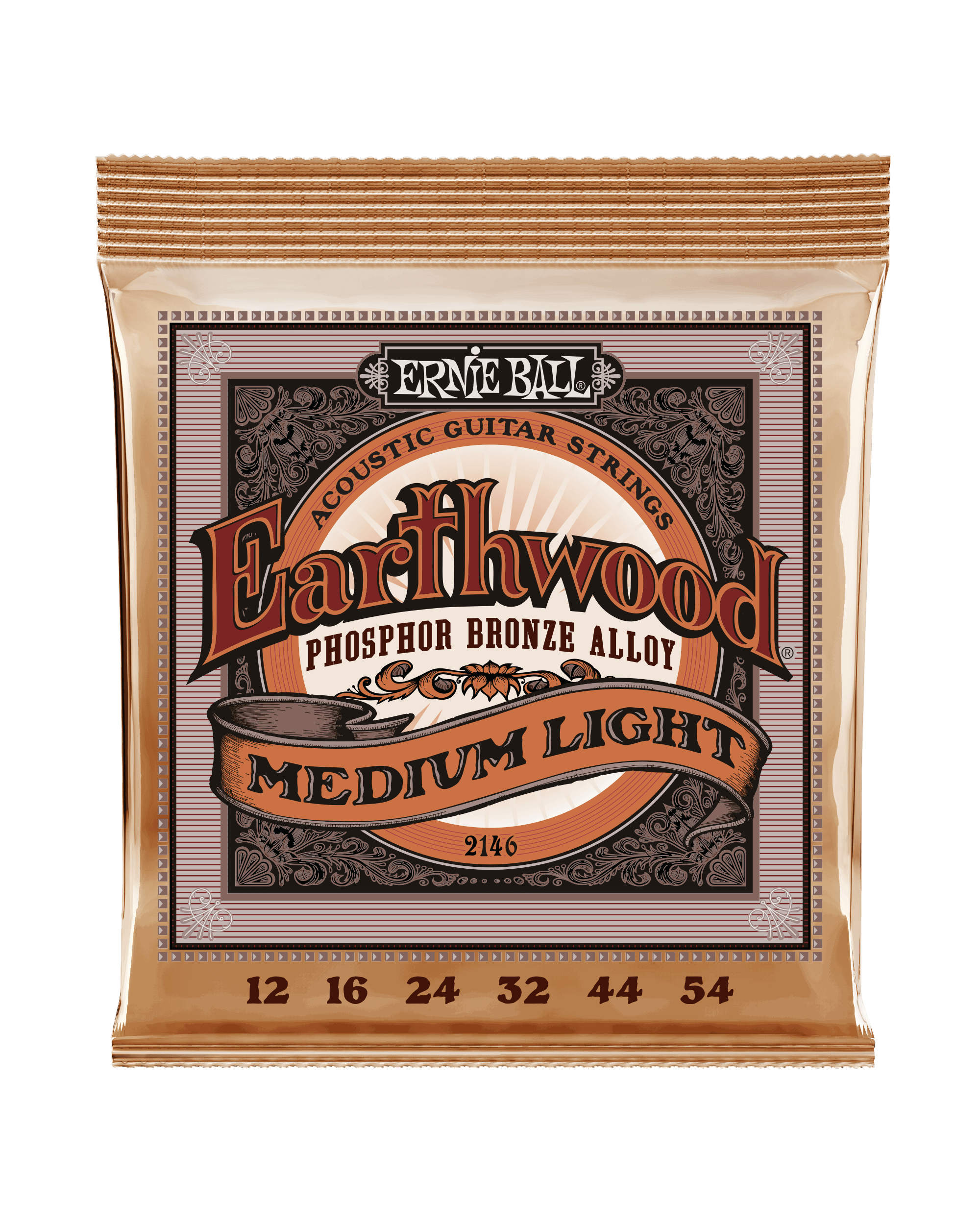 Ernie Ball, Ernie Ball 2146 Earthwood Phosphor Bronze Medium Light Gauge Acoustic Guitar Strings