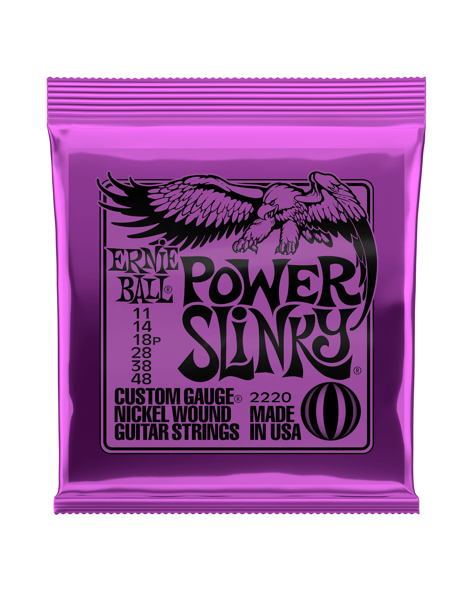 Ernie Ball, Ernie Ball 2220 Nickel Roundwound Power Slinky Gauges .011-.048 Electric Guitar Strings