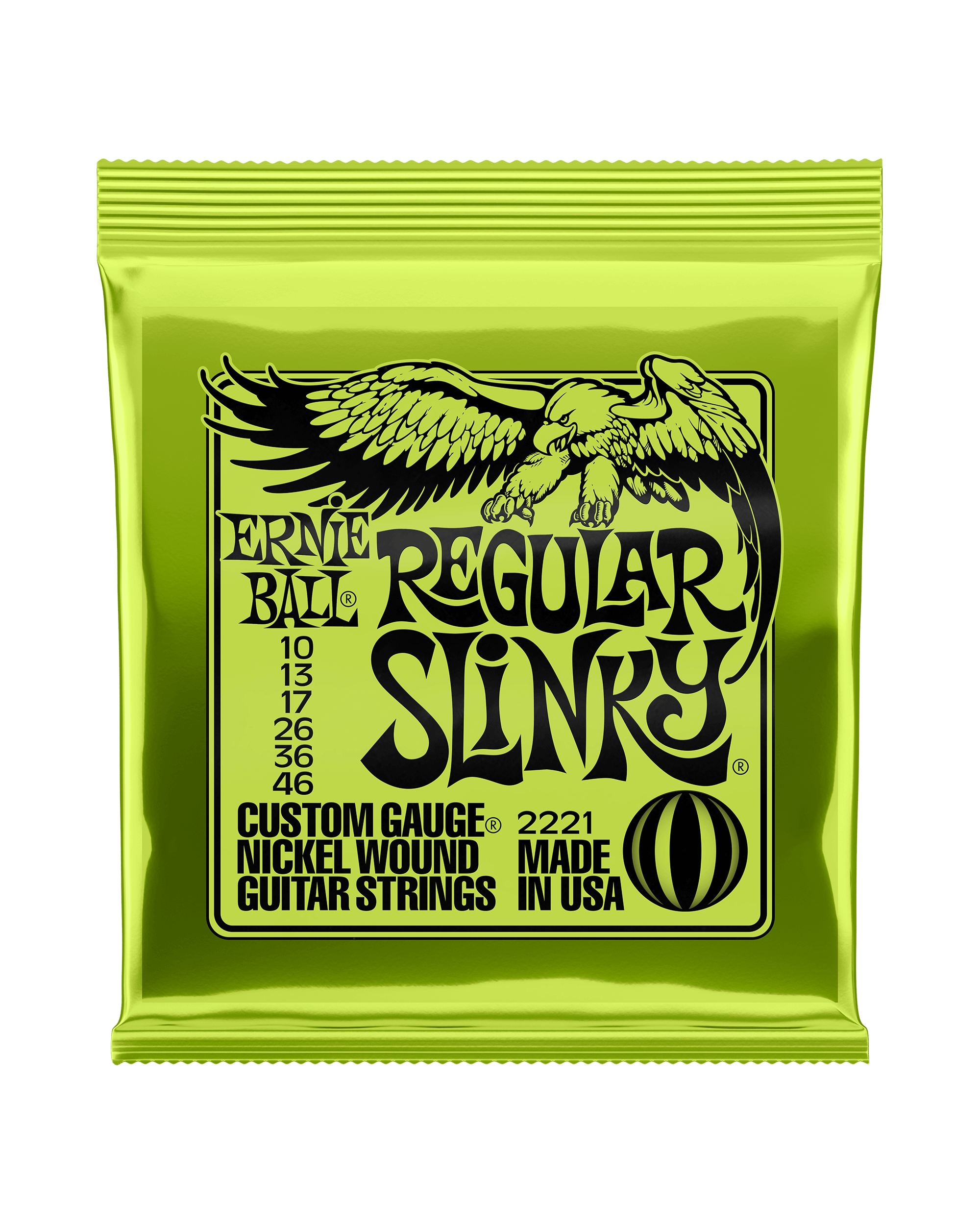 Ernie Ball, Ernie Ball 2221 Regular Slinky Nickel Roundwound Gauges .010-.046 Electric Guitar Strings