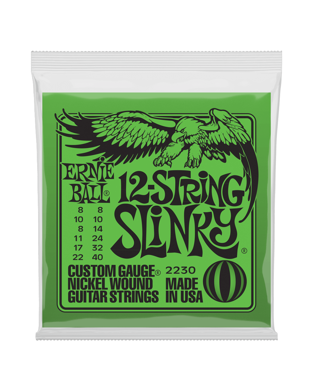 Ernie Ball, Ernie Ball 2230 Nickel Wound Slinky 12-String Gauges 008/008-022W/040W Electric Guitar Strings