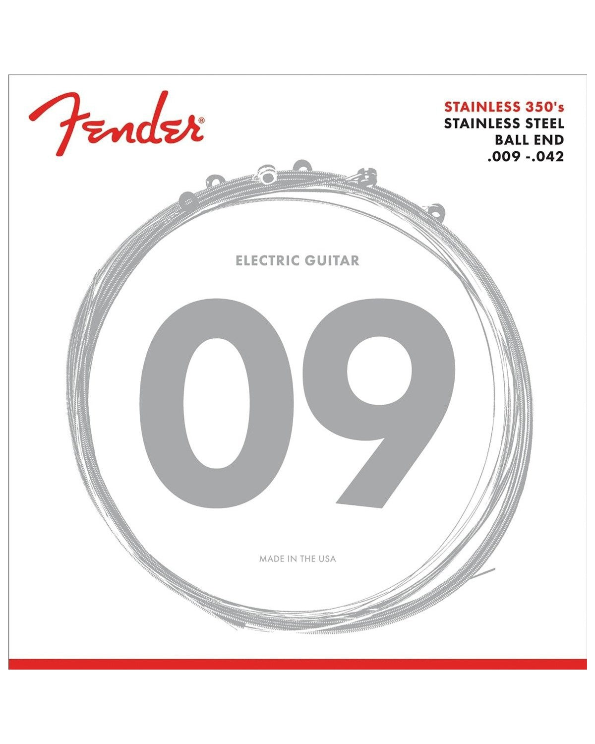 Fender, Fender 350L Light Gauge Stainless Steel Roundwound Electric Guitar Strings