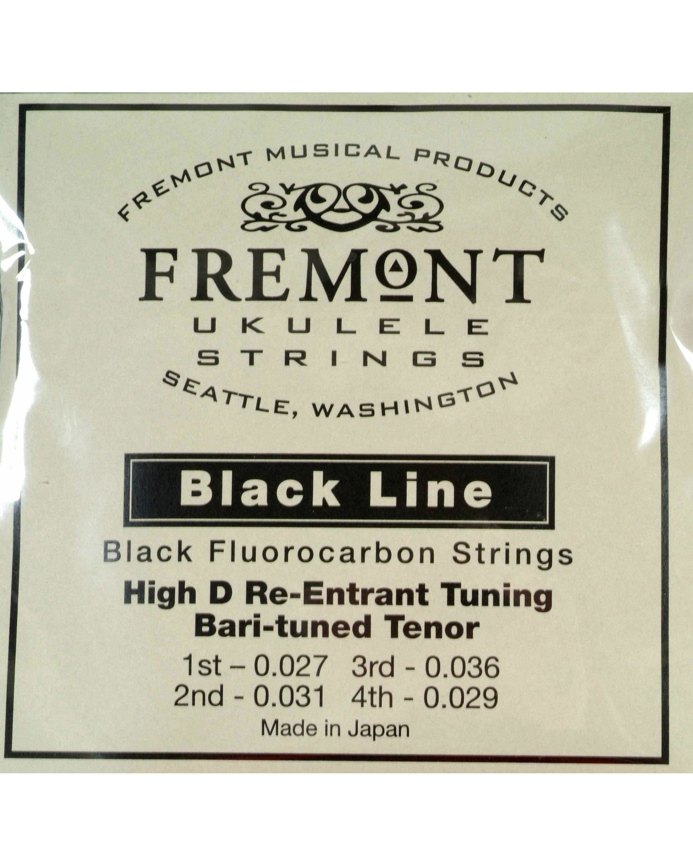 Fremont, Fremont Blackline Fluorocarbon High D (D-G-B-E) Tenor Ukulele Set (Re-Entrant or Bari-Tuned Tenor)