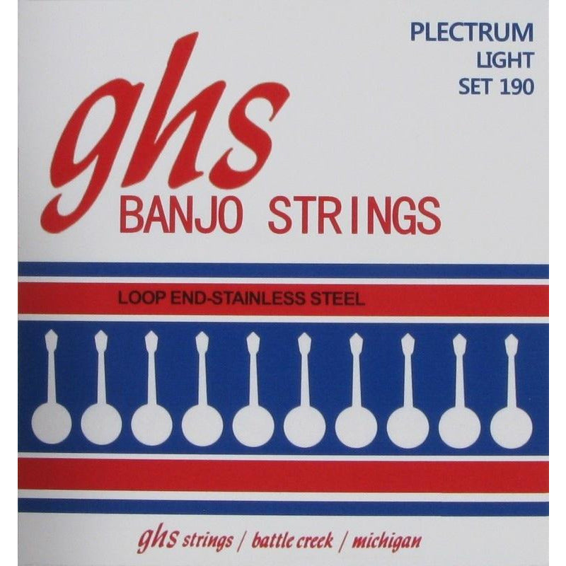 GHS, GHS 190 Stainless Steel Loop End Light Gauge 4-String Plectrum Banjo Strings