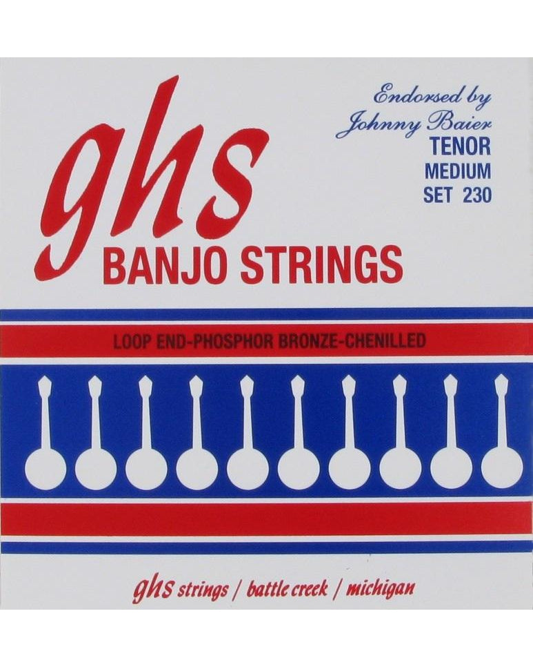 GHS, GHS 230 Phosphor Bronze Chenilled Medium Gauge Johnny Baier 4-String Tenor Banjo Strings