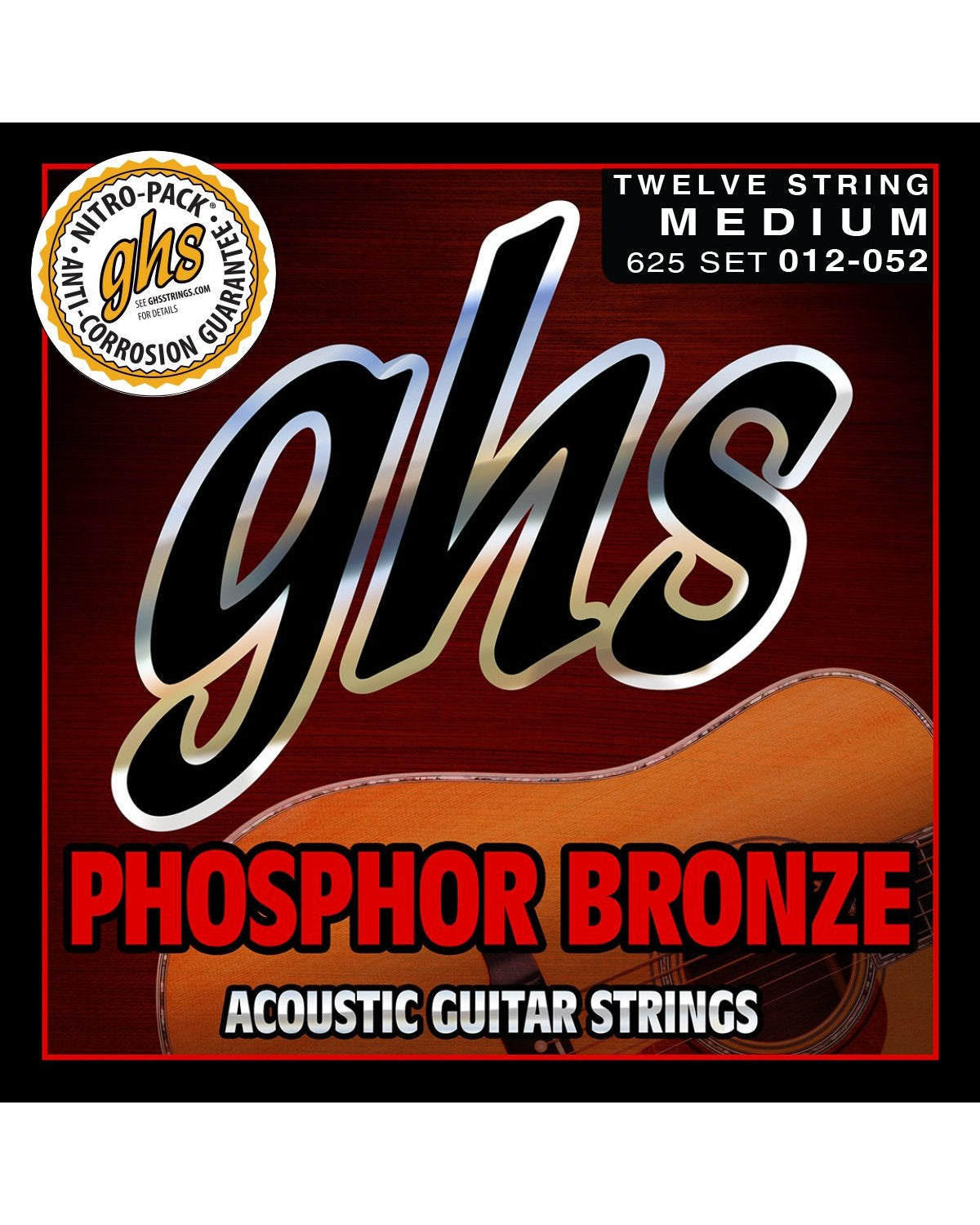 GHS, GHS 625 Phosphor Bronze 12-String Medium Gauge Acoustic Guitar Strings