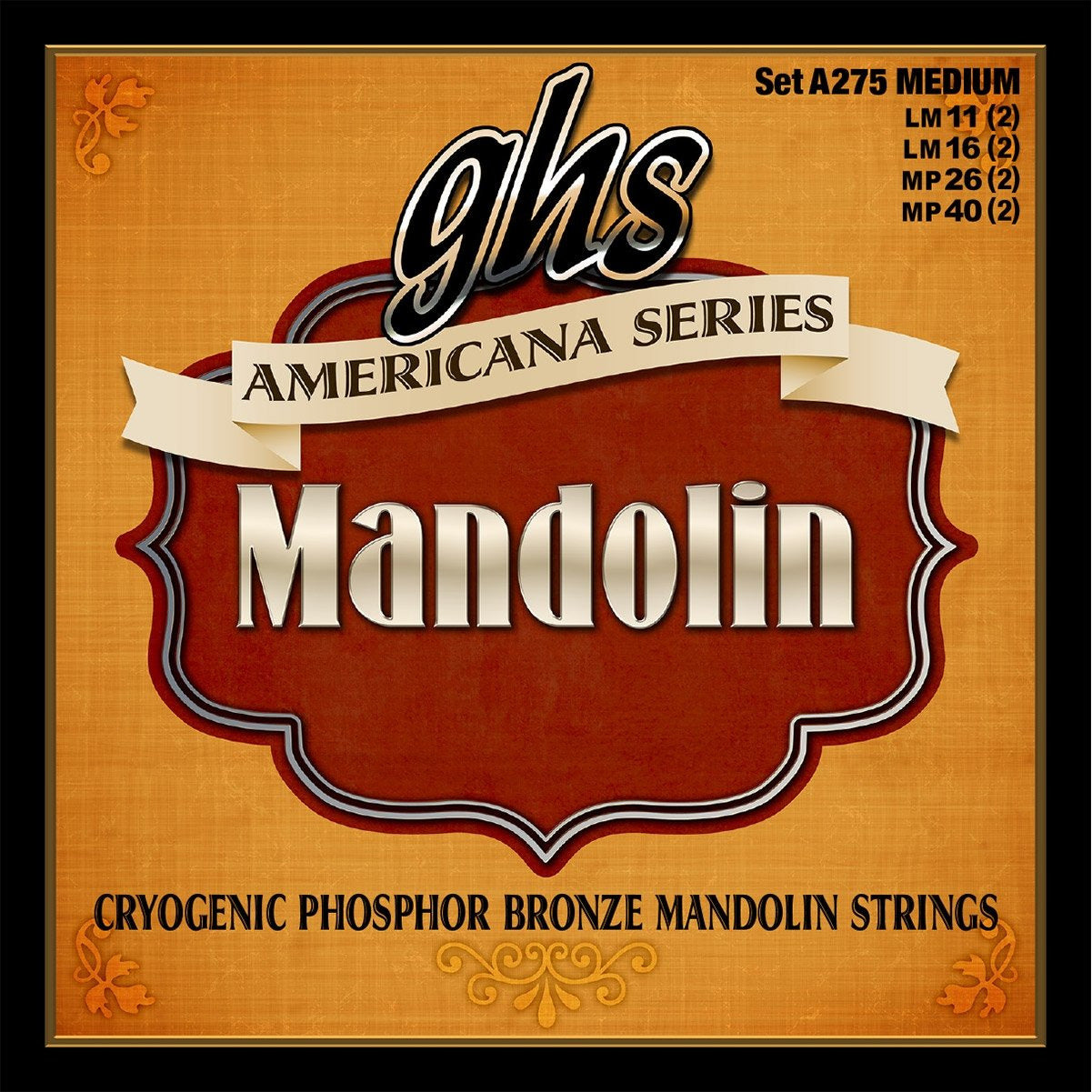 GHS, GHS A275 Americana Cryogenic Phosphor Bronze Medium Gauge Mandolin Strings