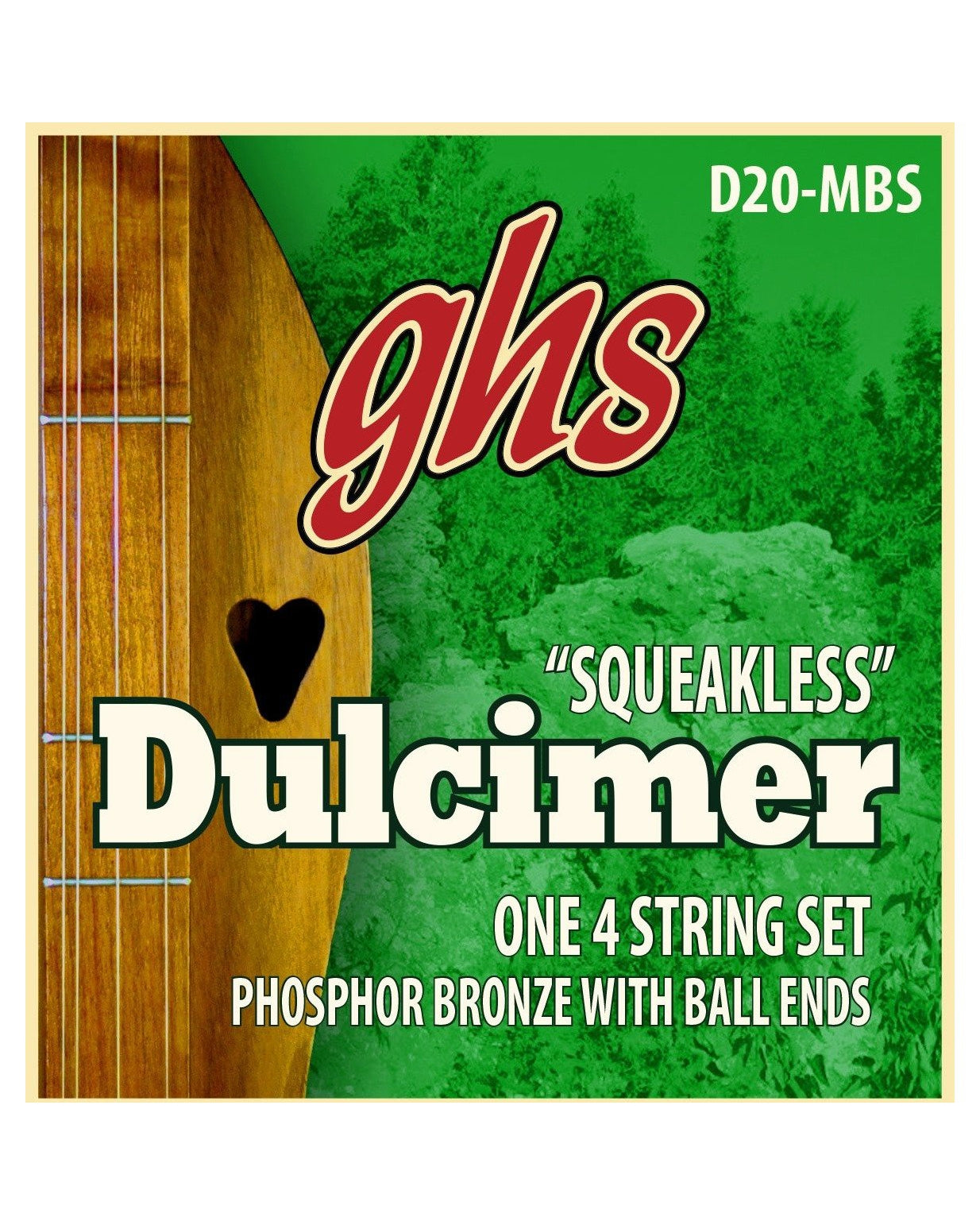 GHS, GHS D20-MBS Ball-End Plain/Phosphor Bronze Squeakless Lap Dulcimer Strings