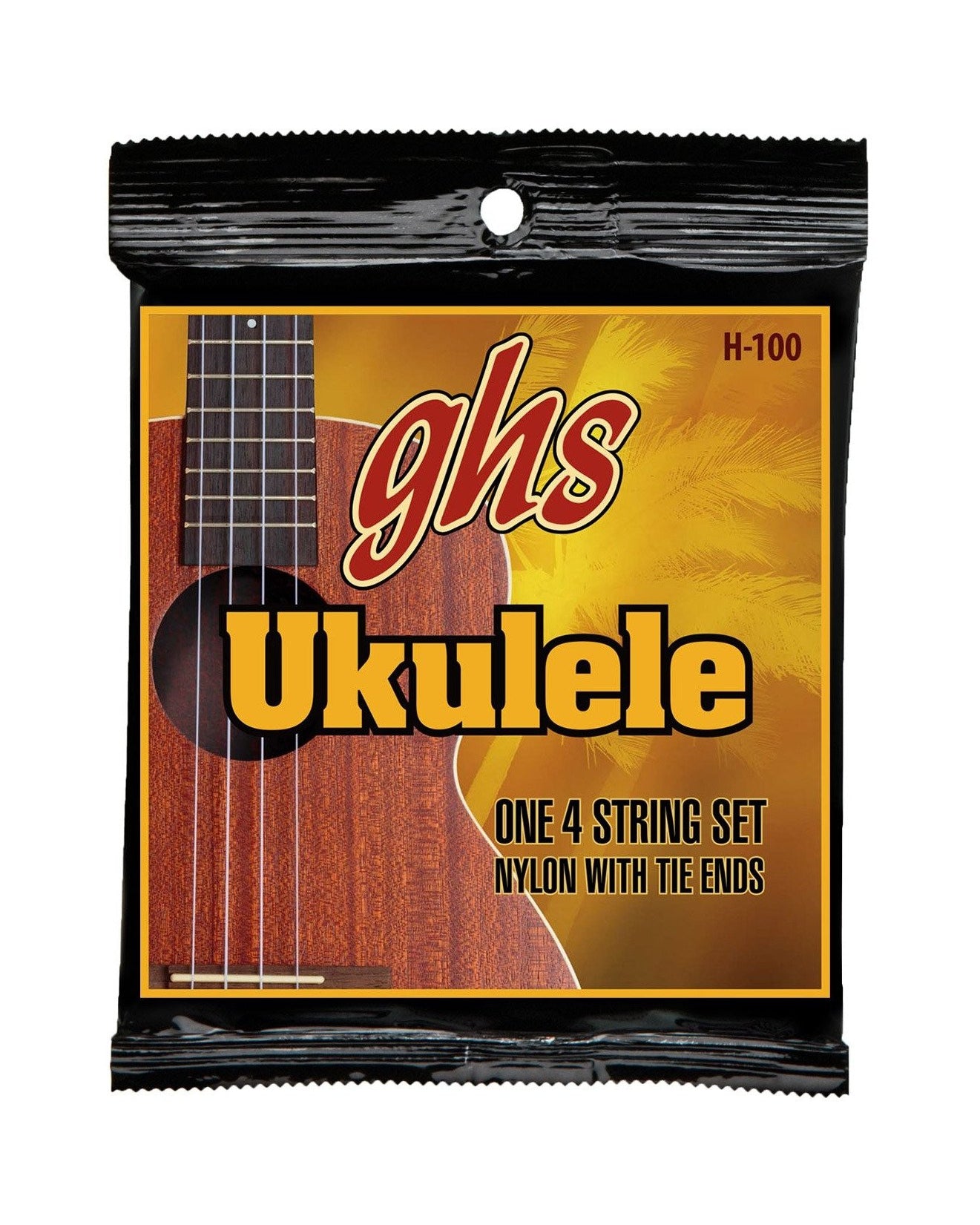 GHS, GHS H-100 Baritone Ukulele Black Nylon/Silvered Copper Wound Strings