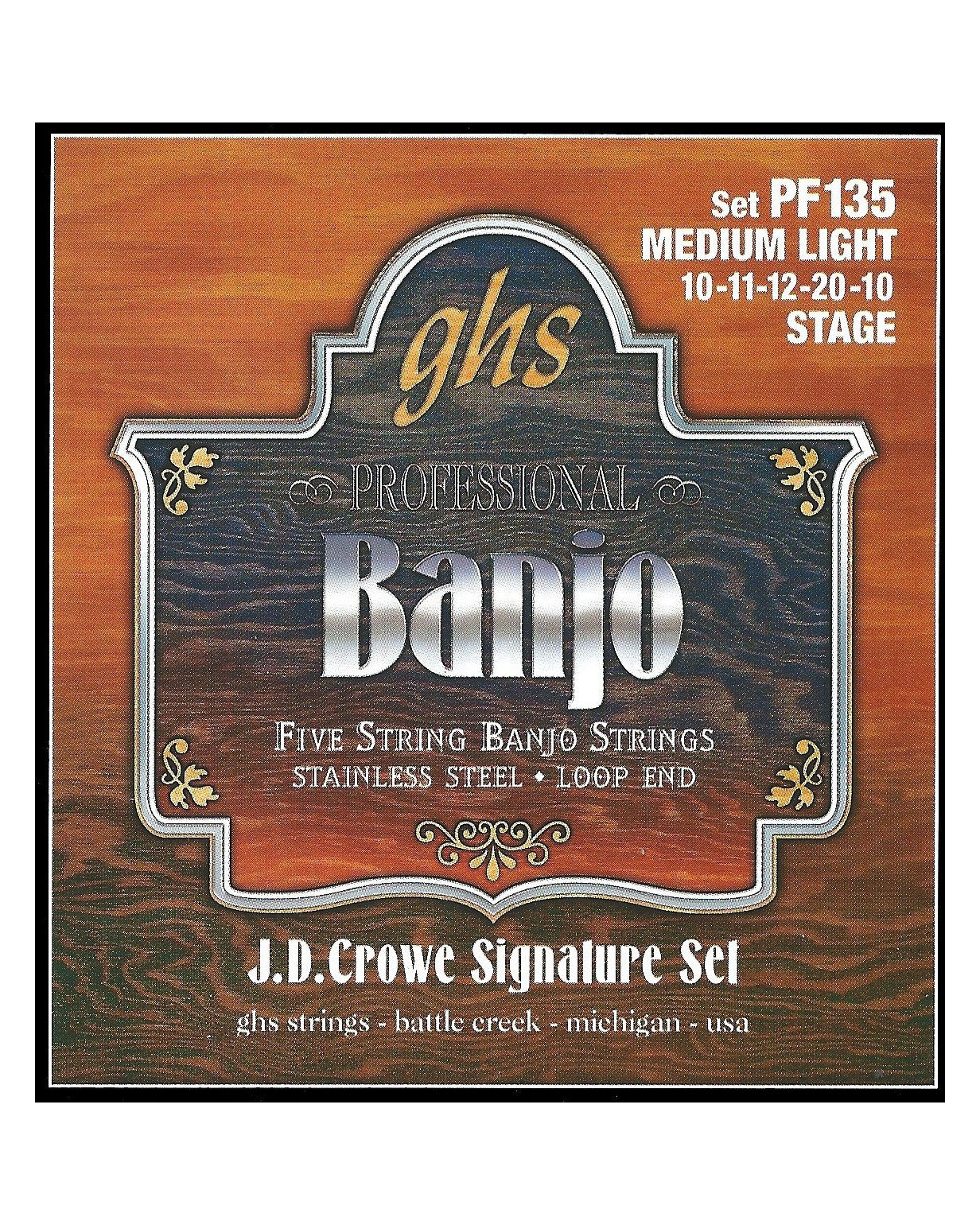 GHS, GHS PF135 J.D. Crowe Signature Stage Stainless Steel Light Gauge 5-String Banjo Strings