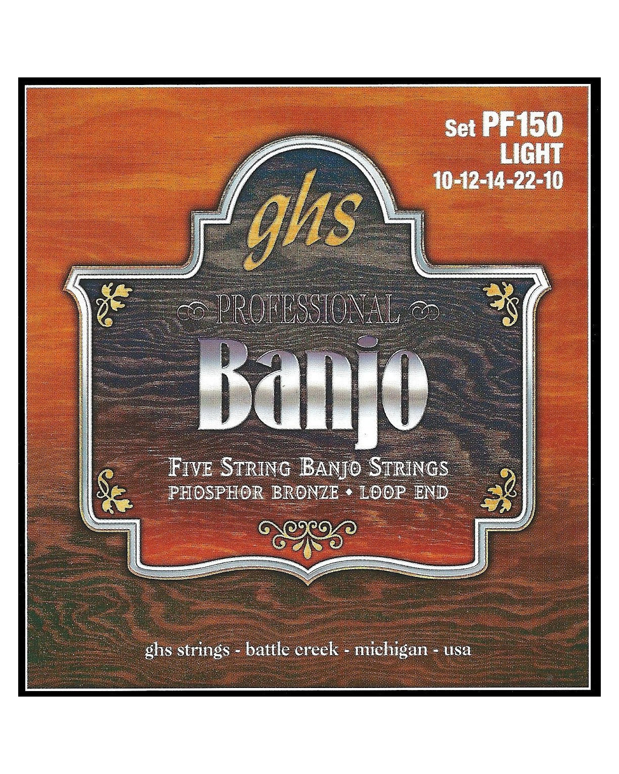 GHS, GHS PF150 Phosphor Bronze Loop End Light Gauge 5-String Banjo Strings