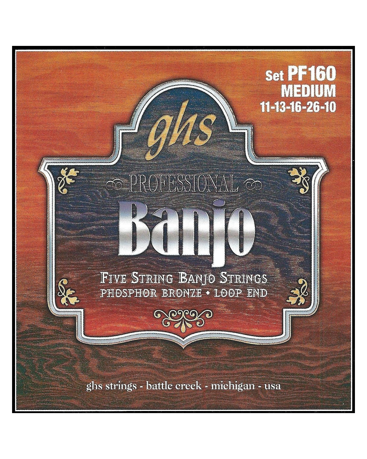 GHS, GHS PF160 Phosphor Bronze Loop End Medium Gauge 5-String Banjo Strings