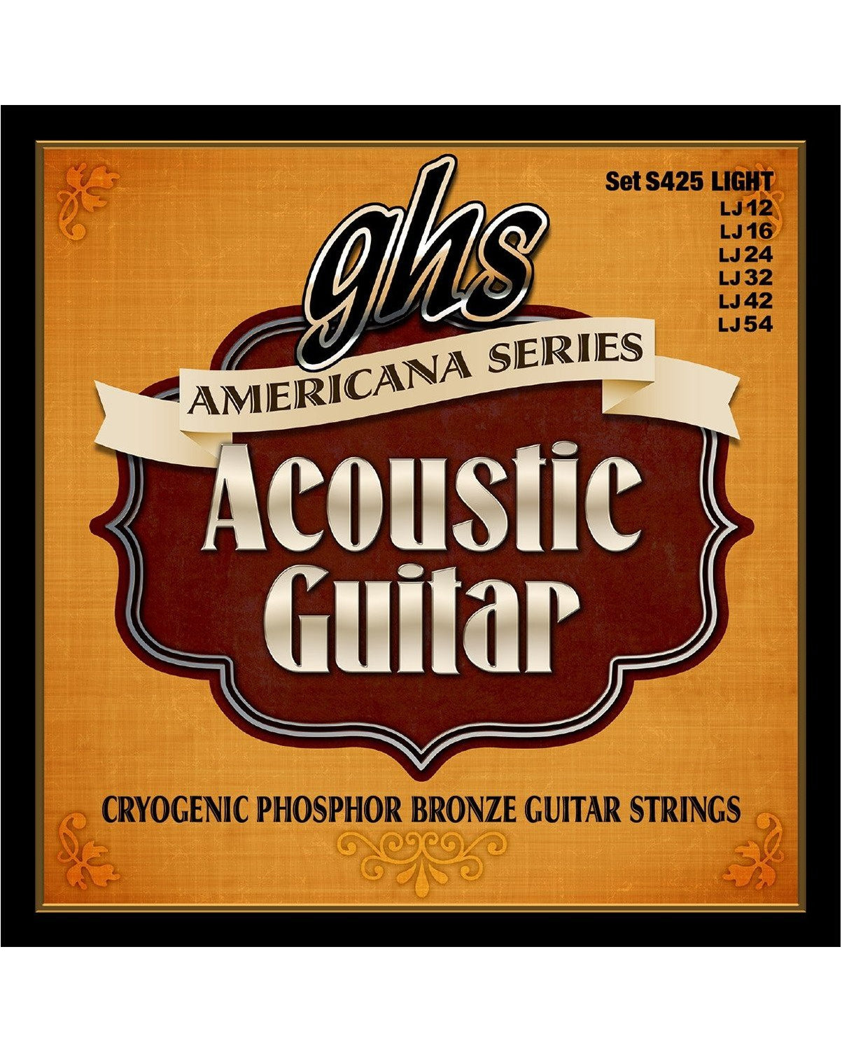 GHS, GHS S425 Americana Cryogenic Phosphor Bronze Light Gauge Acoustic Guitar Strings