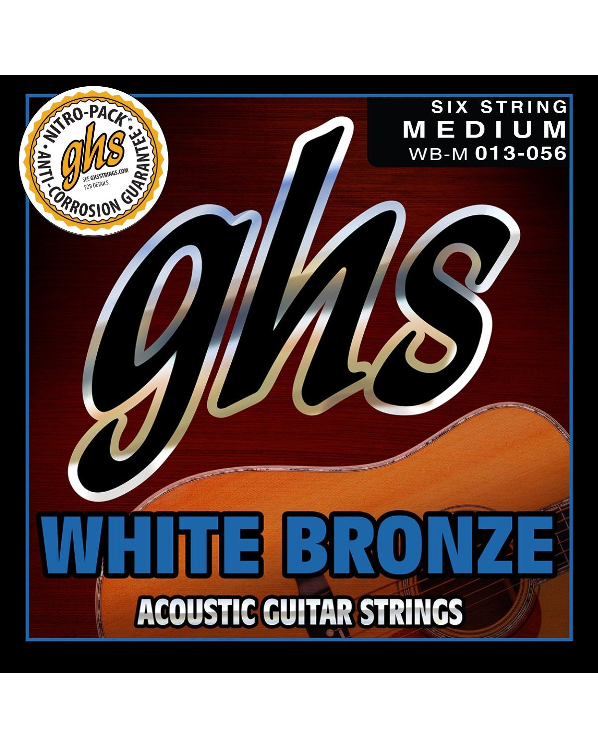 GHS, GHS WB-M White Bronze Medium Gauge Acoustic/Electric Guitar Strings